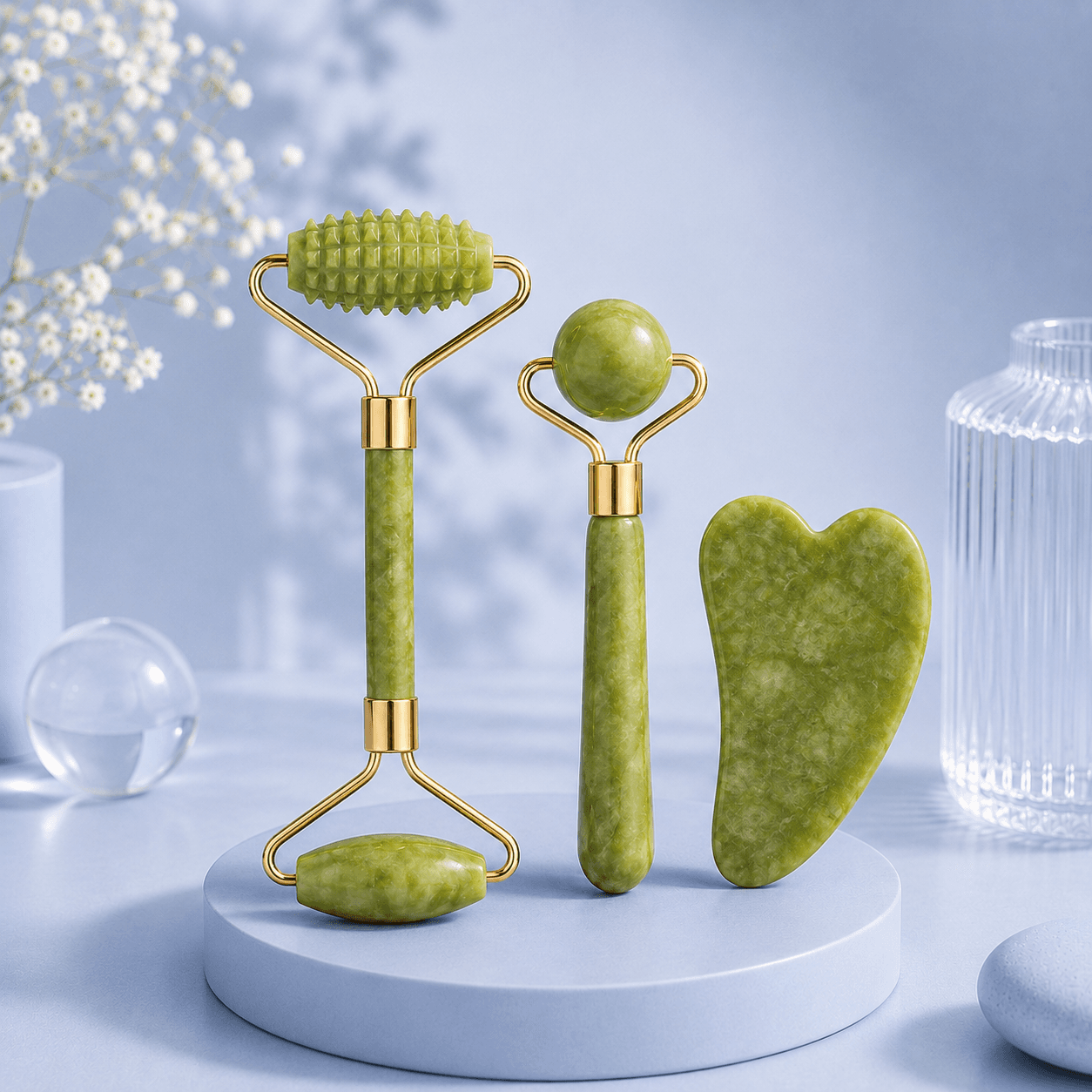 Jade Ritual Kit — Gua Sha + Rolo de Jade Natural