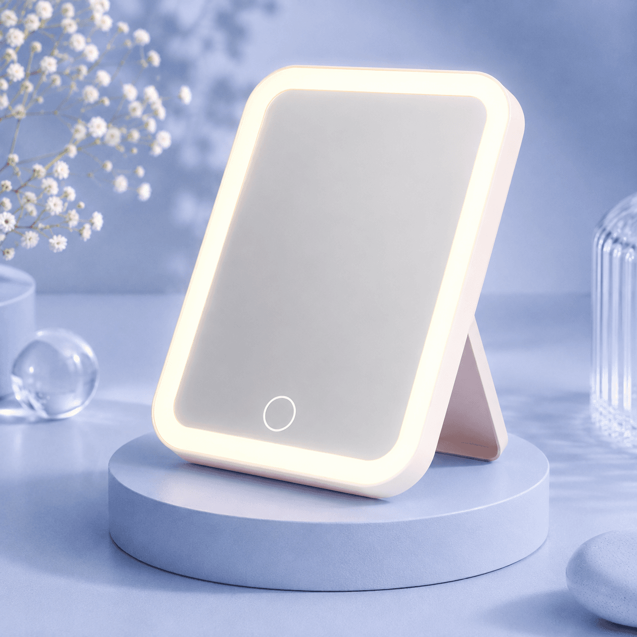 VanityGlow USB — Espelho LED 3 Cores Recarregável