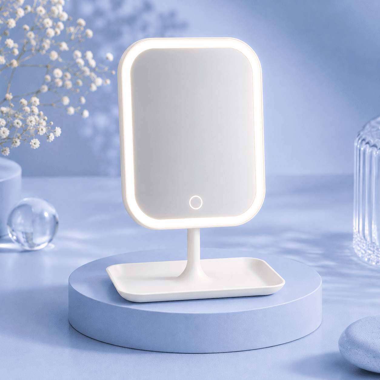 TriColor Desk Mirror — Espelho de Mesa LED 3 Cores